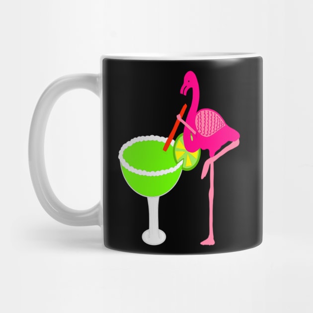 Funny flamingo drinking a margarita by Tianna Bahringer